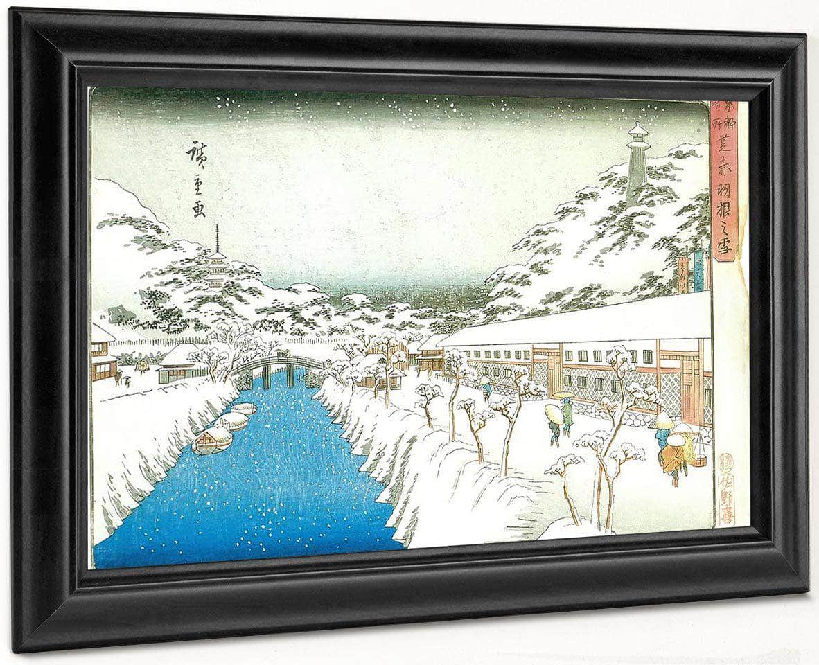 View Of A Canal In The Snow By Hiroshige Fine Art Print