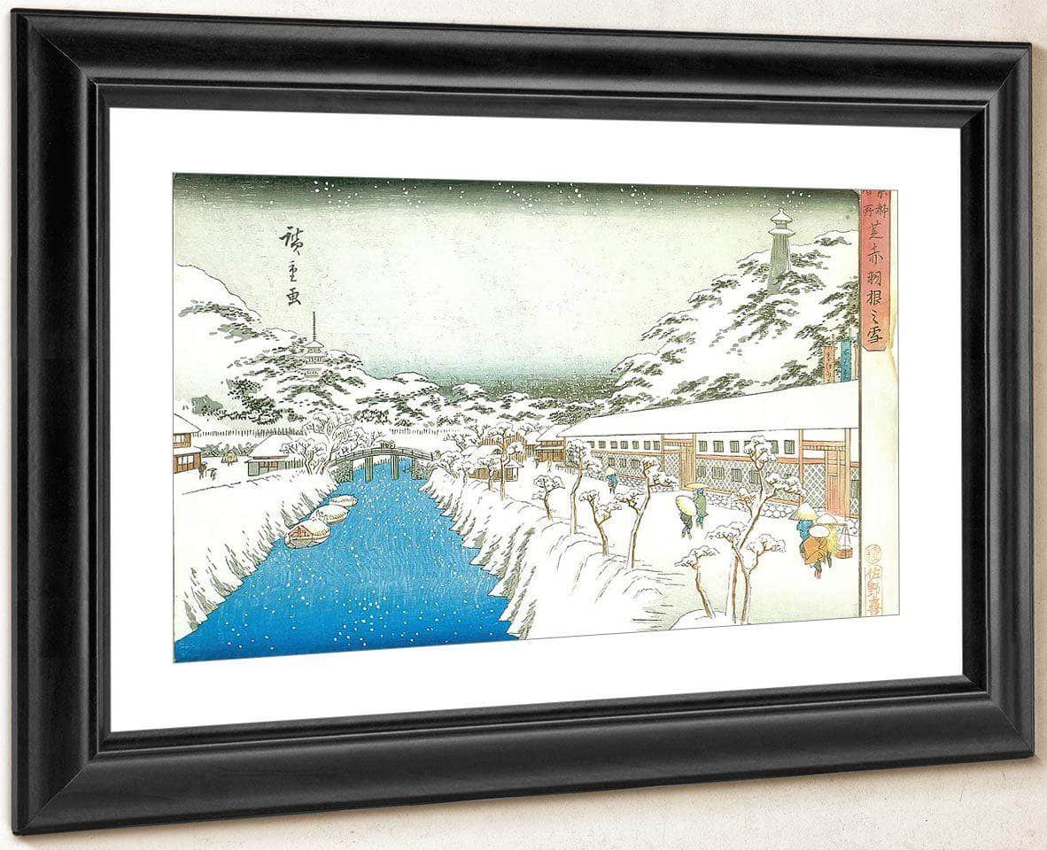 View Of A Canal In The Snow By Hiroshige Fine Art Print