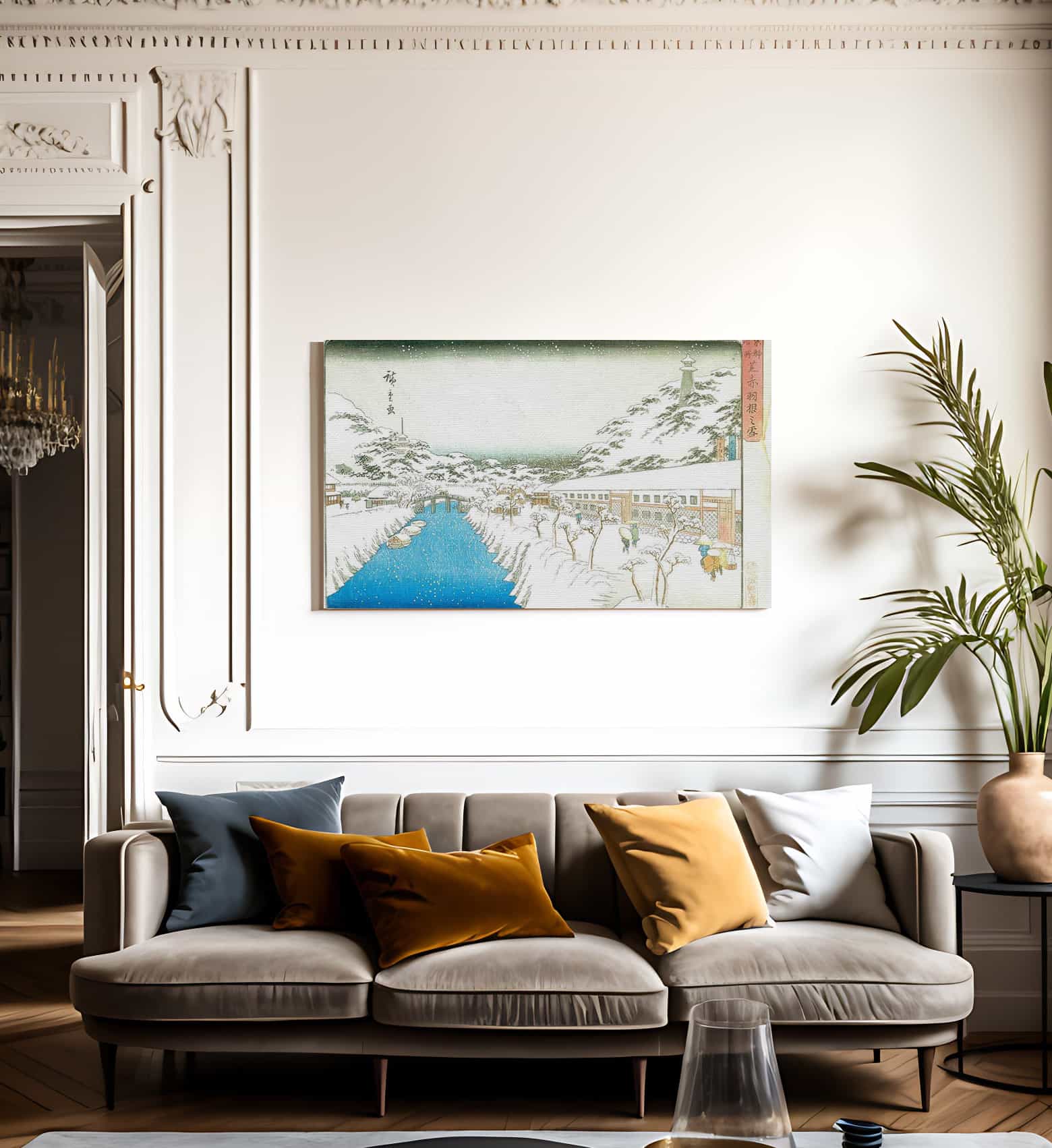 View Of A Canal In The Snow By Hiroshige Fine Art Print