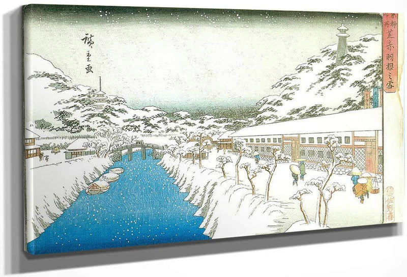 View Of A Canal In The Snow By Hiroshige Fine Art Print