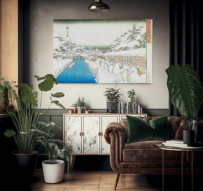 View Of A Canal In The Snow By Hiroshige Fine Art Print