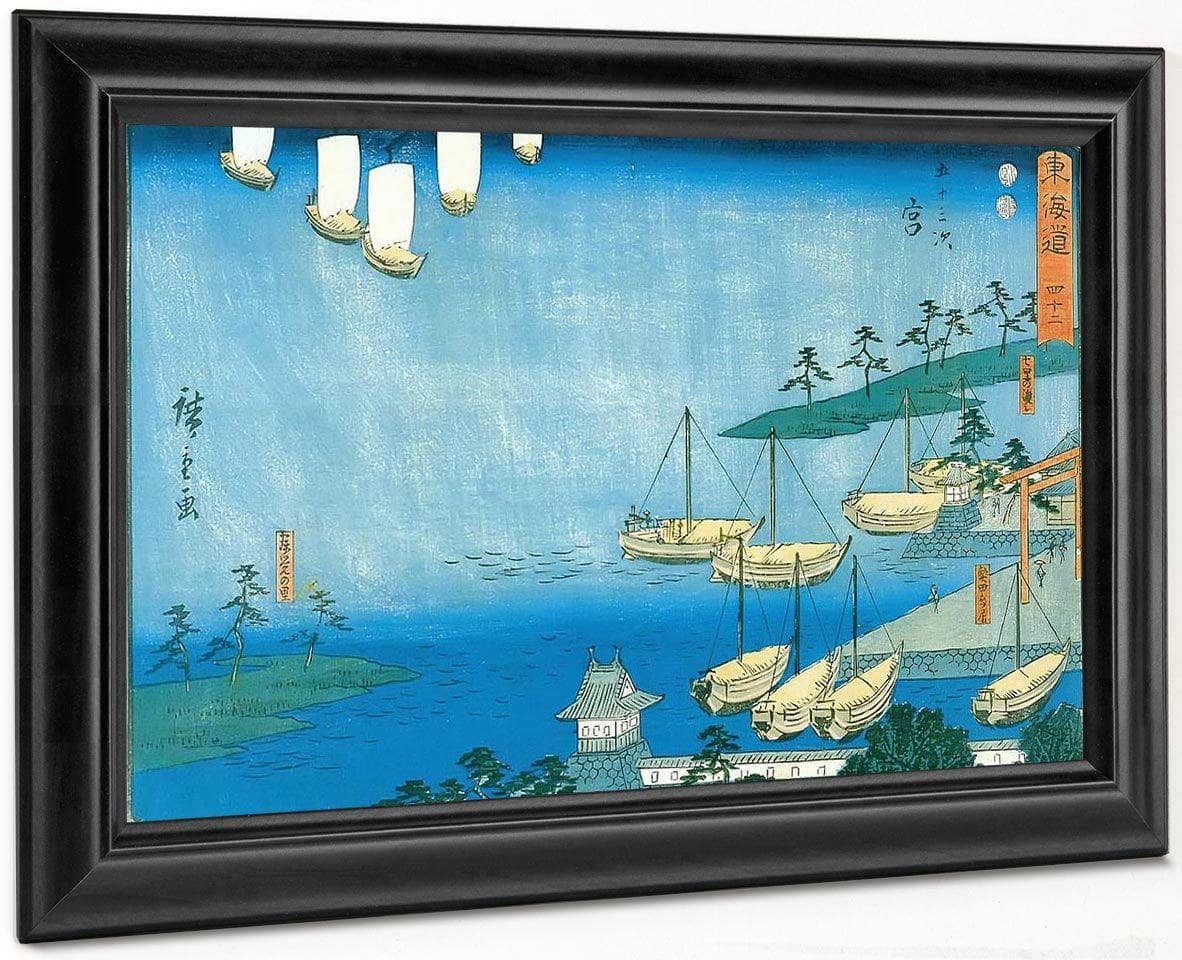 View Of A Harbour By Hiroshige Fine Art Print