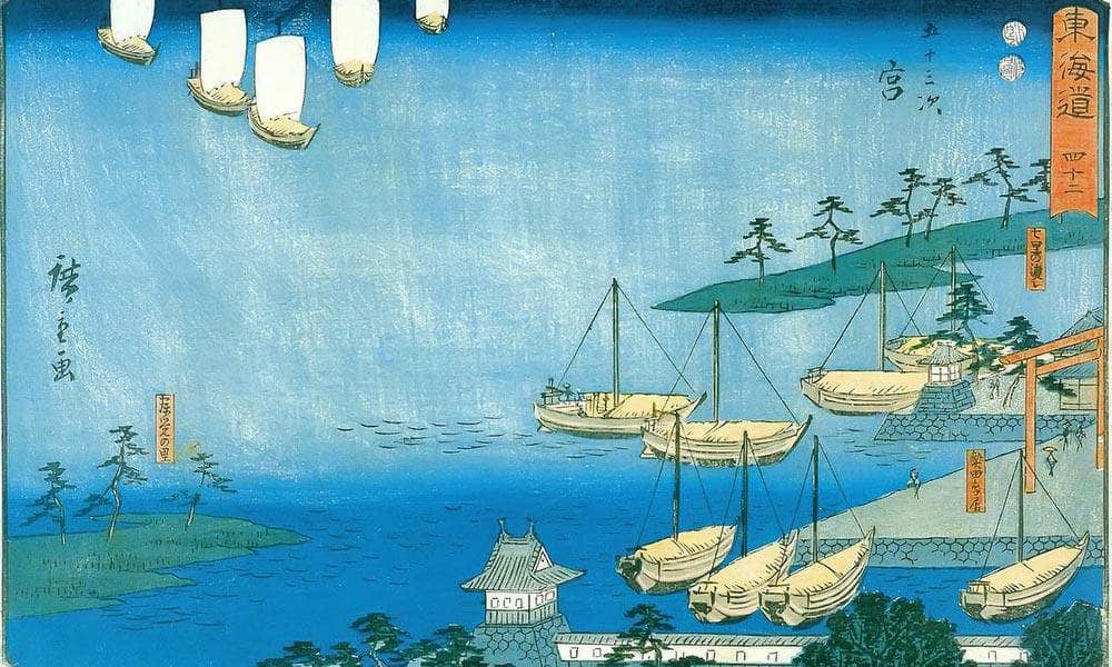 View Of A Harbour By Hiroshige Fine Art Print