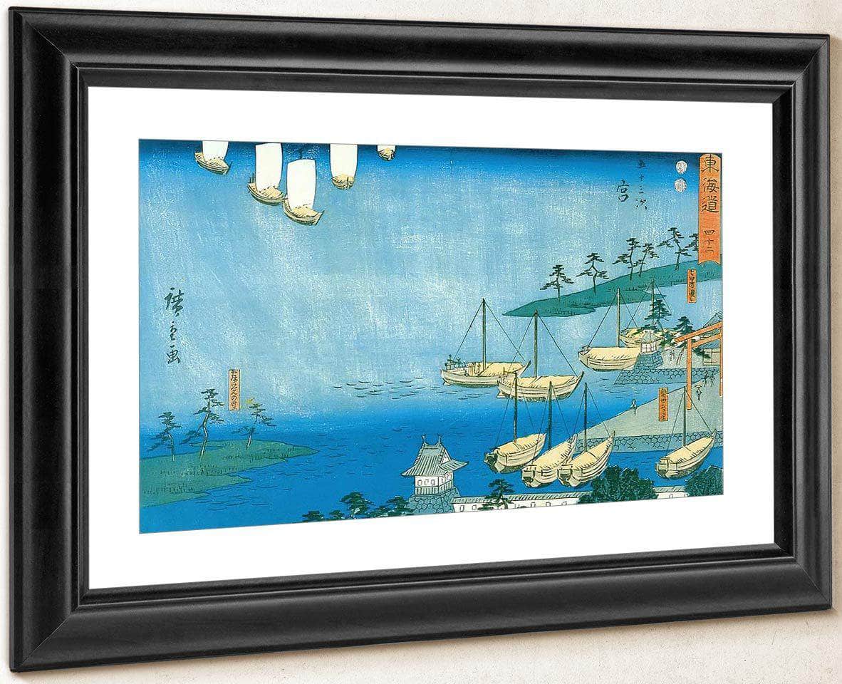 View Of A Harbour By Hiroshige Fine Art Print