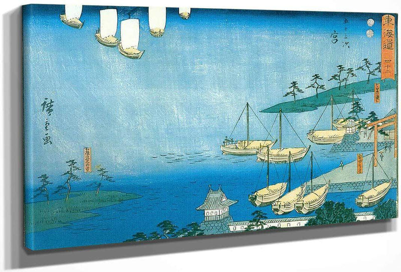 View Of A Harbour By Hiroshige Fine Art Print