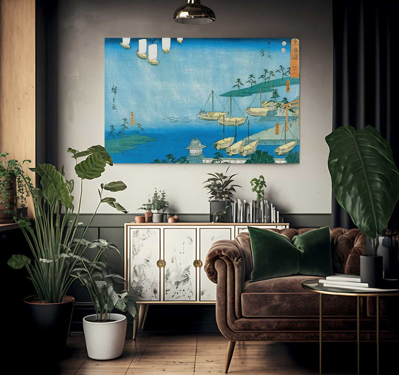 View Of A Harbour By Hiroshige Fine Art Print