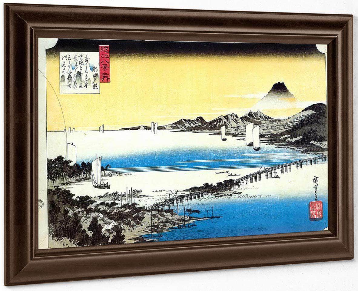 View Of A Long Bridge Across A Lake By Hiroshige Fine Art Print
