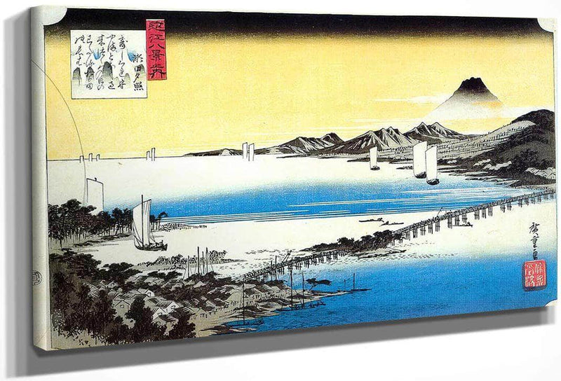 View Of A Long Bridge Across A Lake By Hiroshige Fine Art Print