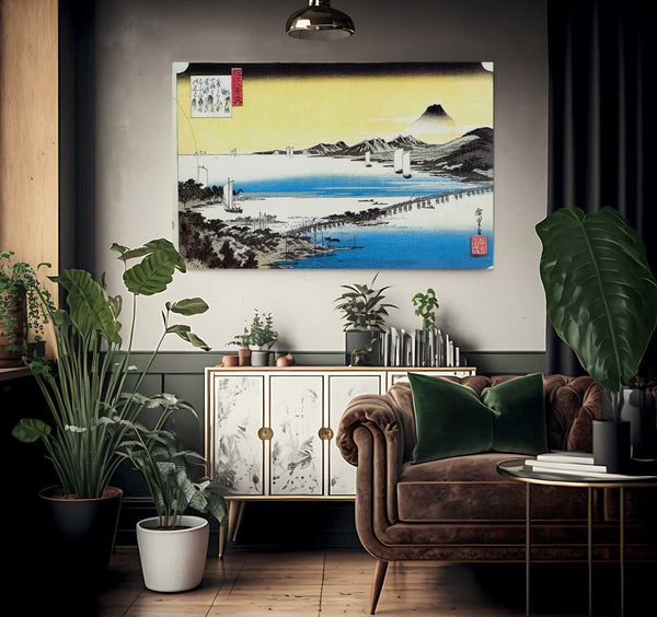 View Of A Long Bridge Across A Lake By Hiroshige Fine Art Print