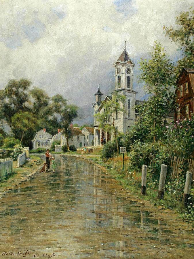 View Of Old Mystic, Connecticut By Louis Aston Knight Fine Art Print