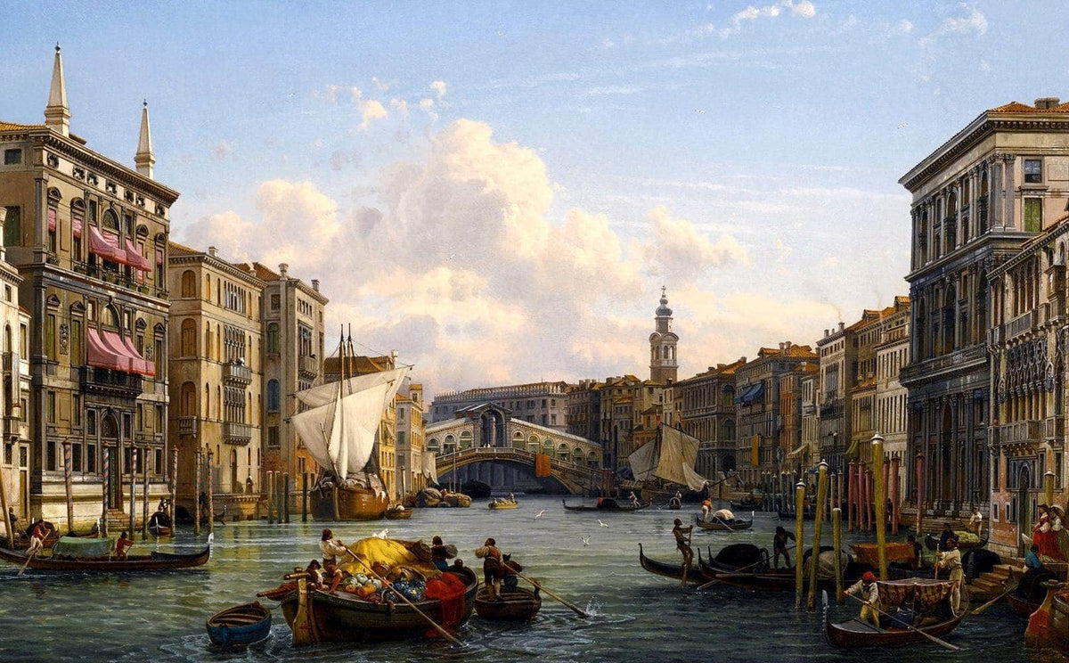View Of The Grand Canal Rial To Bridge Venice Painting Friedrich Nerly Canvas Art Fine Art Print