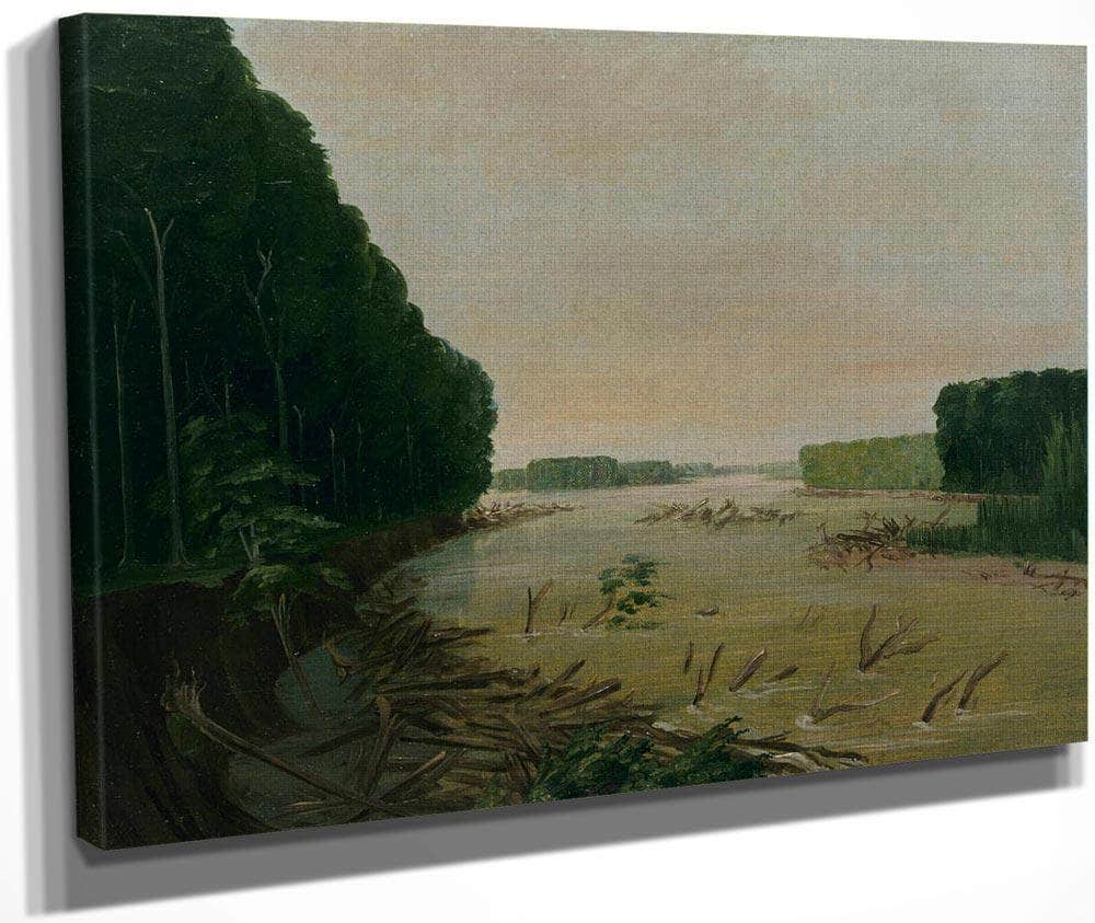 View On The Missouri, Alluvial Banks Falling In, 600 Miles Above St. Louis By George Catlin Fine Art Print