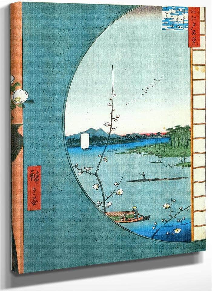 View Through A Circular Window By Hiroshige Fine Art Print