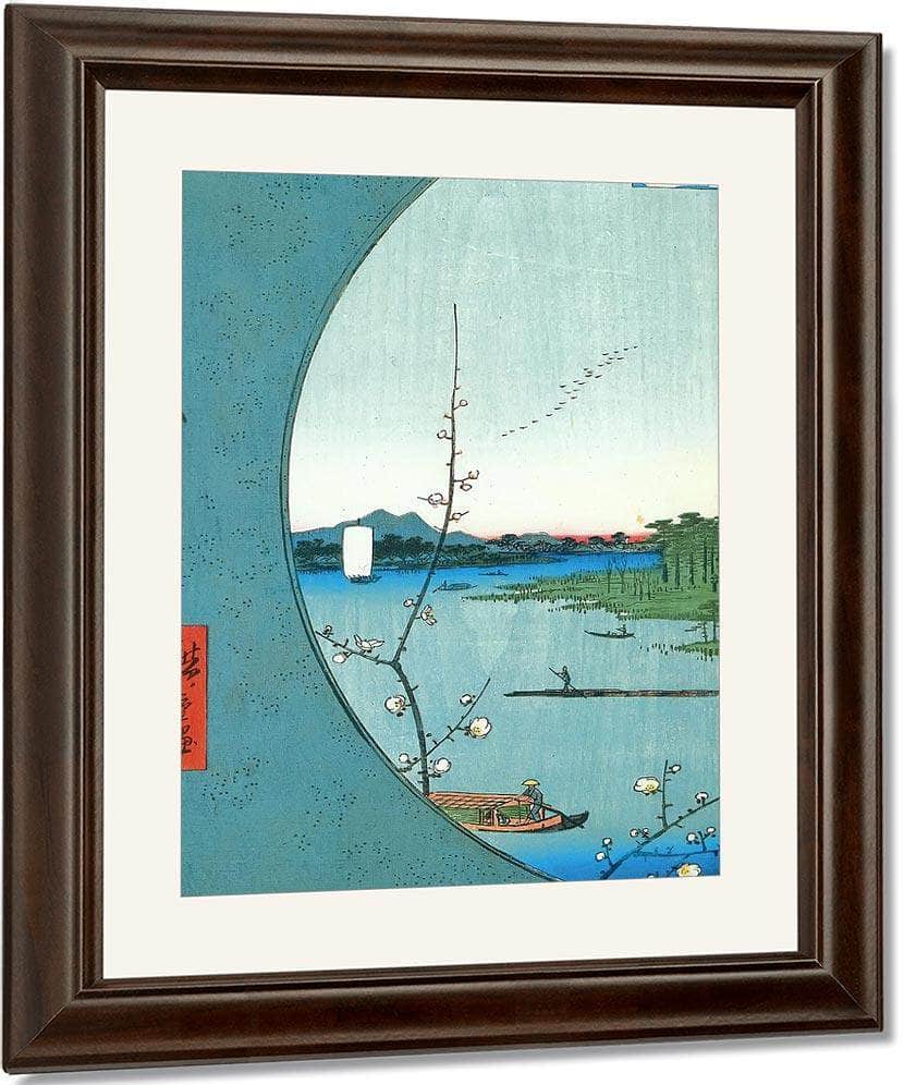 View Through A Circular Window By Hiroshige Fine Art Print