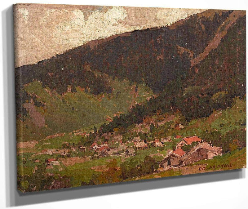 Village At The Base Of The Mountain By Edgar Payne Fine Art Print