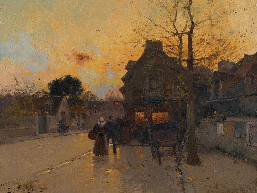 Village Un Soir Dautomne By Eugene Galien Laloue Fine Art Print