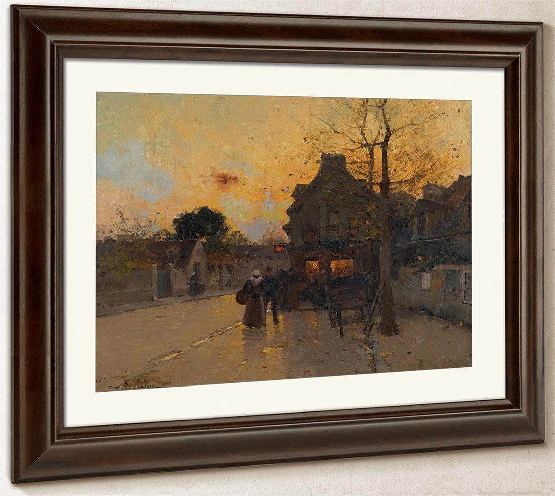 Village Un Soir Dautomne By Eugene Galien Laloue Fine Art Print