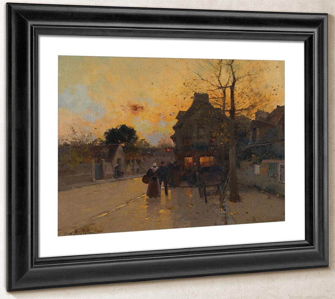 Village Un Soir Dautomne By Eugene Galien Laloue Fine Art Print