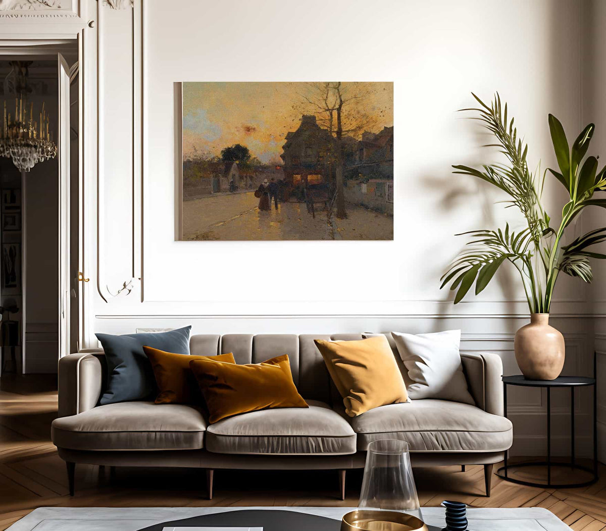 Village Un Soir Dautomne By Eugene Galien Laloue Fine Art Print