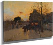 Village Un Soir Dautomne By Eugene Galien Laloue Fine Art Print