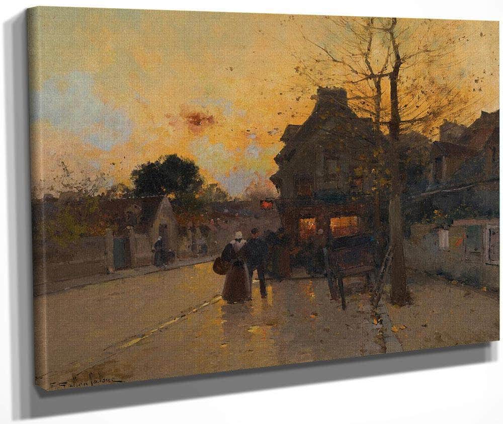 Village Un Soir Dautomne By Eugene Galien Laloue Fine Art Print