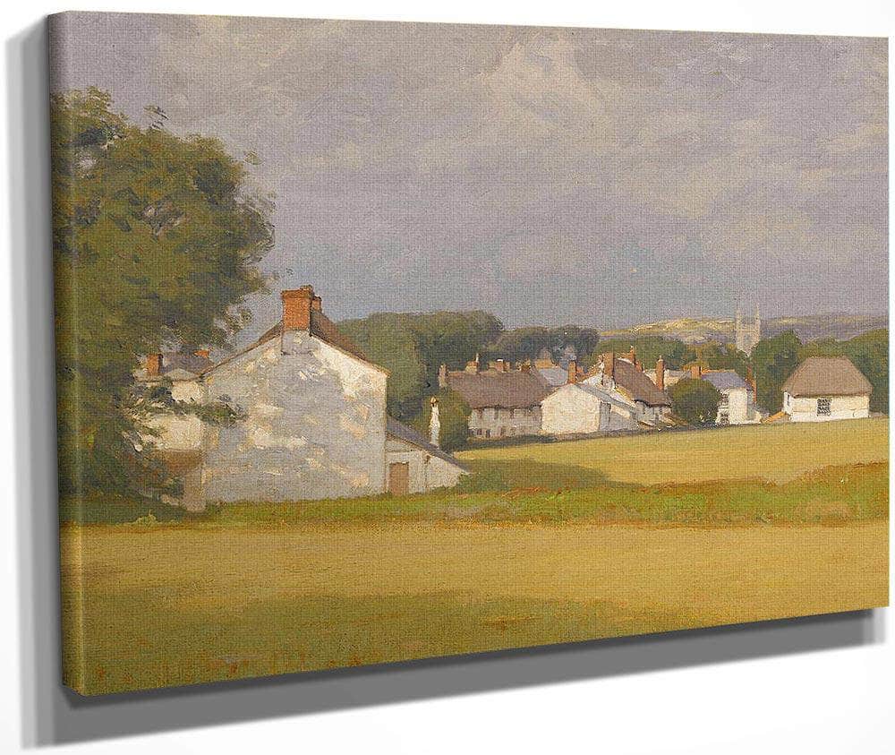 Village With A Church Spire In The Distance 1902 By William Wendt Fine Art Print