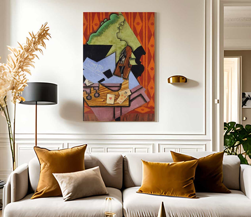 Violin And Playing Cards On A Table By Juan Gris Fine Art Print