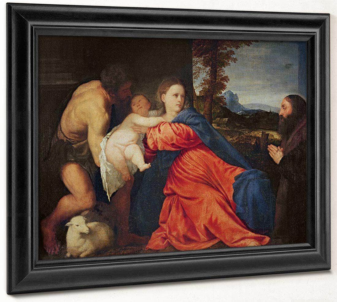 Virgin And Infant With Saint John The Baptist And Donor By Titian Fine Art Print