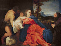 Virgin And Infant With Saint John The Baptist And Donor By Titian Fine Art Print