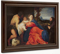 Virgin And Infant With Saint John The Baptist And Donor By Titian Fine Art Print