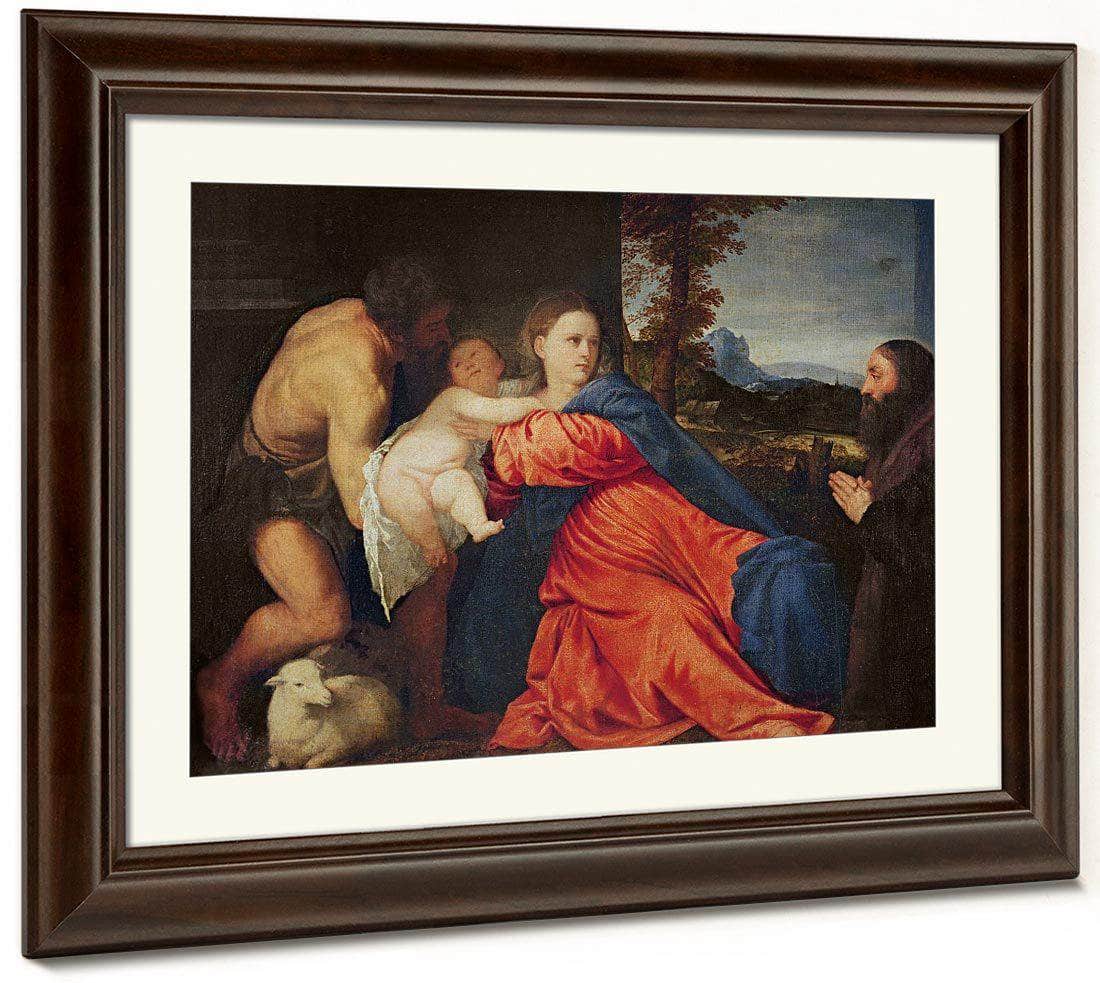 Virgin And Infant With Saint John The Baptist And Donor By Titian Fine Art Print