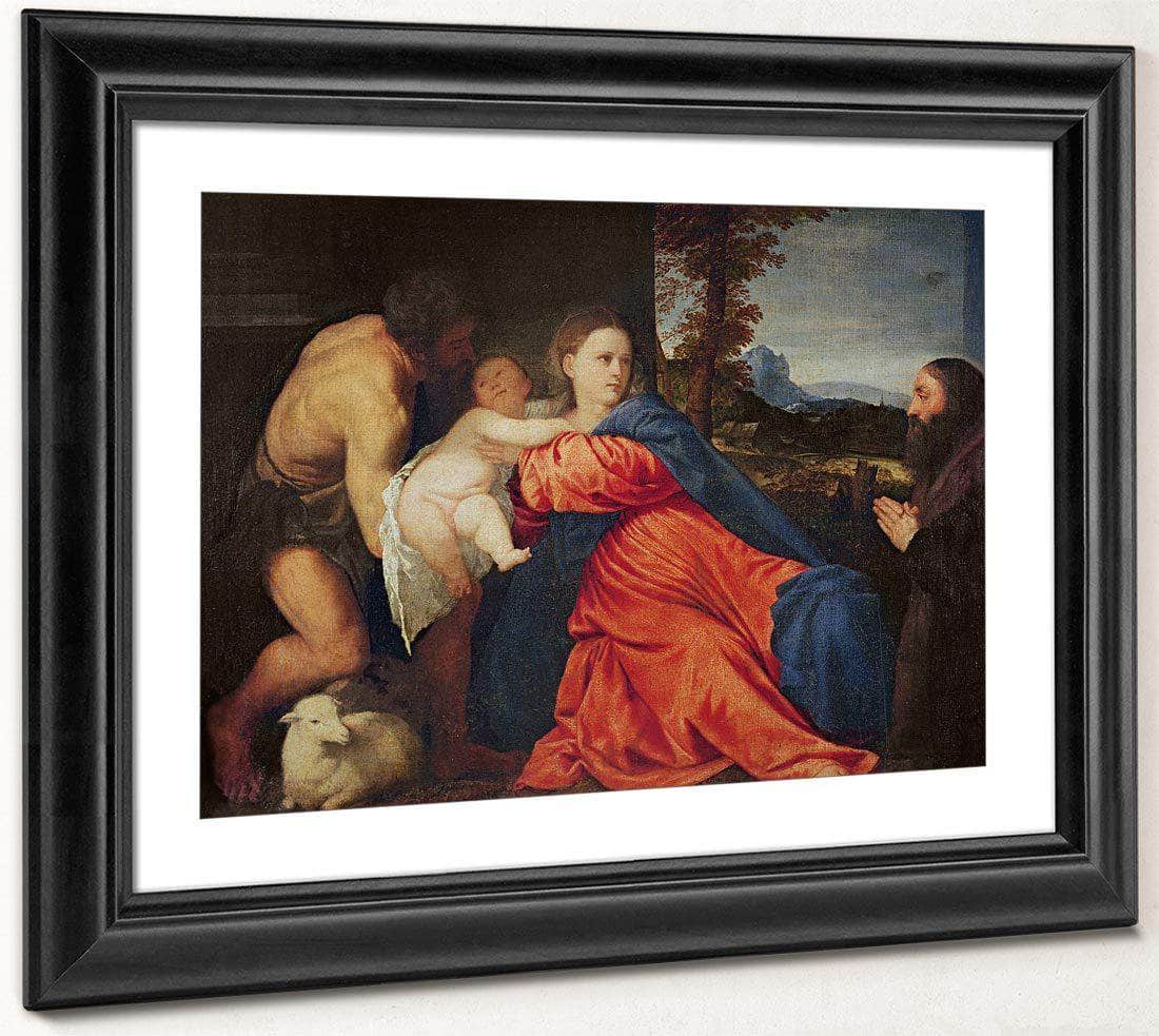 Virgin And Infant With Saint John The Baptist And Donor By Titian Fine Art Print