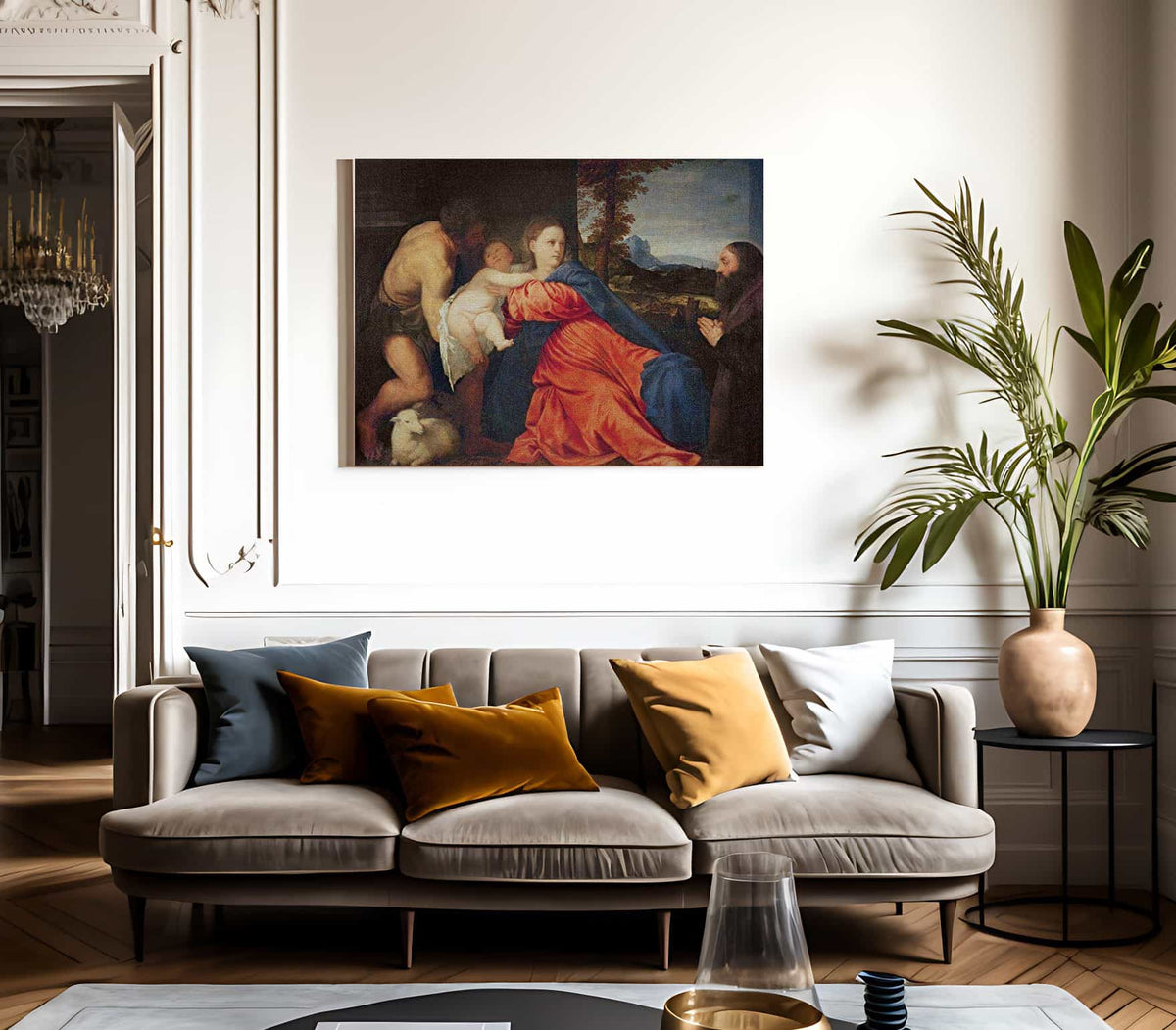 Virgin And Infant With Saint John The Baptist And Donor By Titian Fine Art Print
