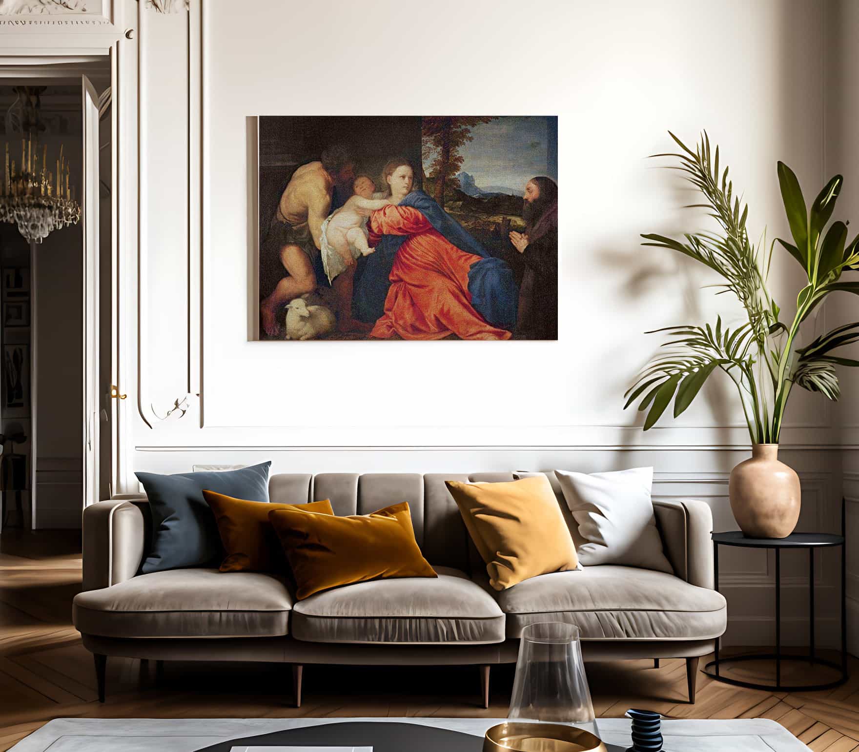 Virgin And Infant With Saint John The Baptist And Donor By Titian Fine Art Print