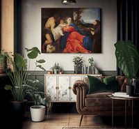 Virgin And Infant With Saint John The Baptist And Donor By Titian Fine Art Print