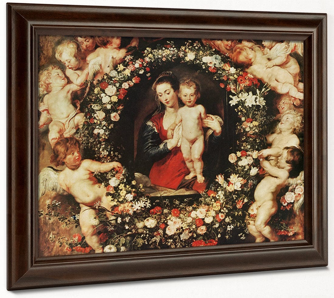 Virgin With A Garland Of Flowers By Peter Paul Rubens Fine Art Print