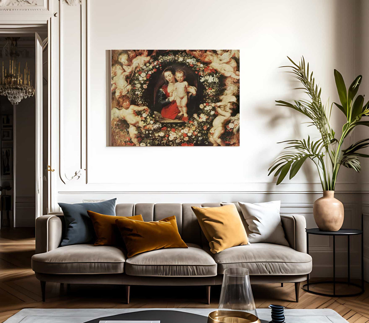 Virgin With A Garland Of Flowers By Peter Paul Rubens Fine Art Print