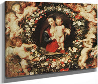 Virgin With A Garland Of Flowers By Peter Paul Rubens Fine Art Print
