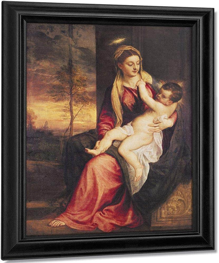 Virgin With Child At Sunset By Titian Fine Art Print