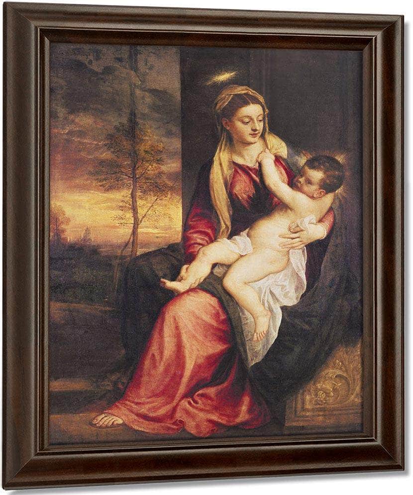 Virgin With Child At Sunset By Titian Fine Art Print