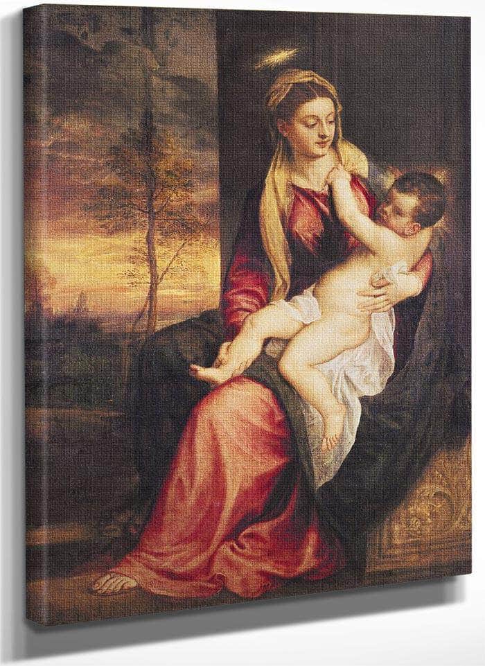 Virgin With Child At Sunset By Titian Fine Art Print
