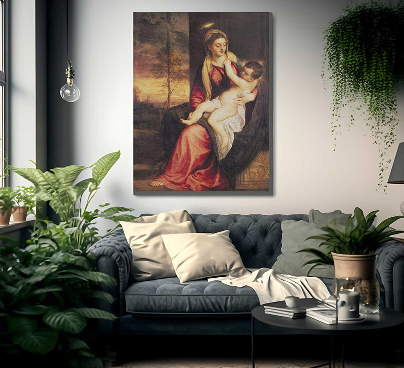 Virgin With Child At Sunset By Titian Fine Art Print