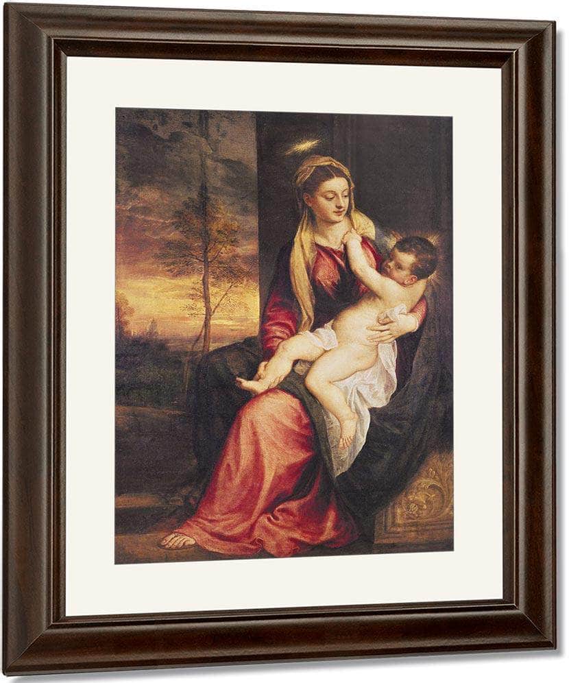 Virgin With Child At Sunset By Titian Fine Art Print