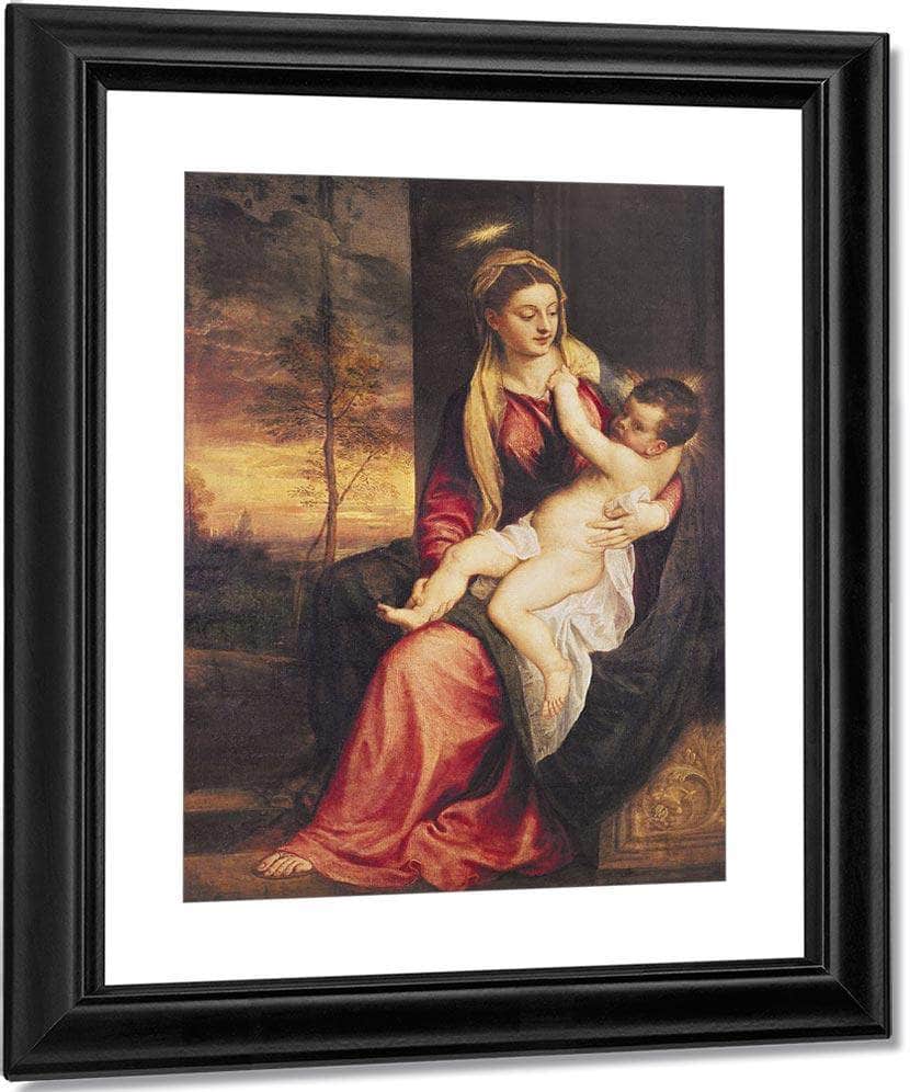 Virgin With Child At Sunset By Titian Fine Art Print