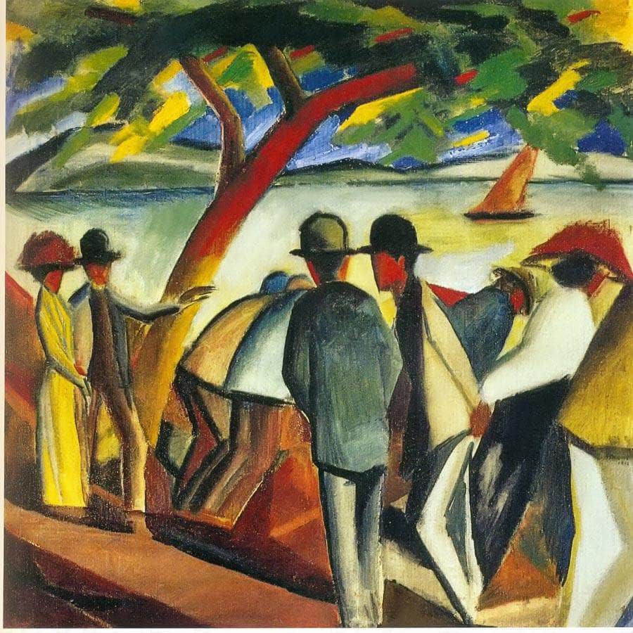 Walkers By The Lake I By August Macke Fine Art Print