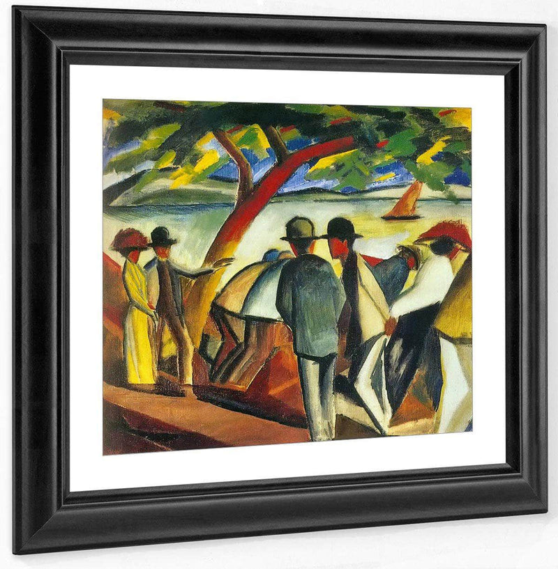 Walkers By The Lake I By August Macke Fine Art Print