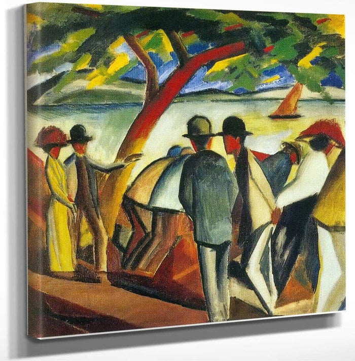 Walkers By The Lake I By August Macke Fine Art Print