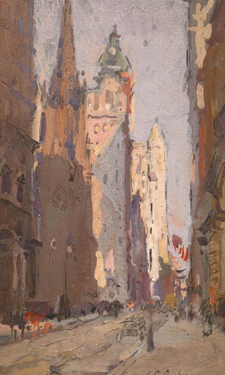 Wall Street By Colin Campbell Cooper Fine Art Print