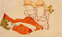 Wally In Red Blouse With Raised Knees 1913 Watercolor Gouache 31X47Cm Pc By Egon Schiele Fine Art Print