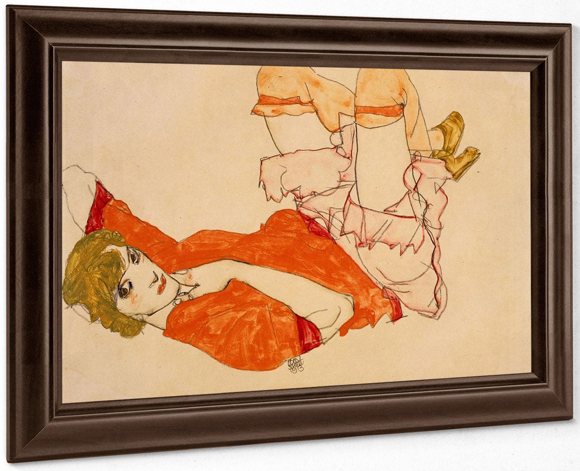 Wally In Red Blouse With Raised Knees 1913 Watercolor Gouache 31X47Cm Pc By Egon Schiele Fine Art Print